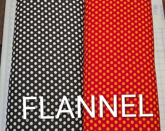 Large Polka Dot Lightweight, Cotton FLANNEL by Fun Flannels. 2 Color Choices. Quilting/Craft/Kids/Apparel/Home Decor FLANNEL Fabric