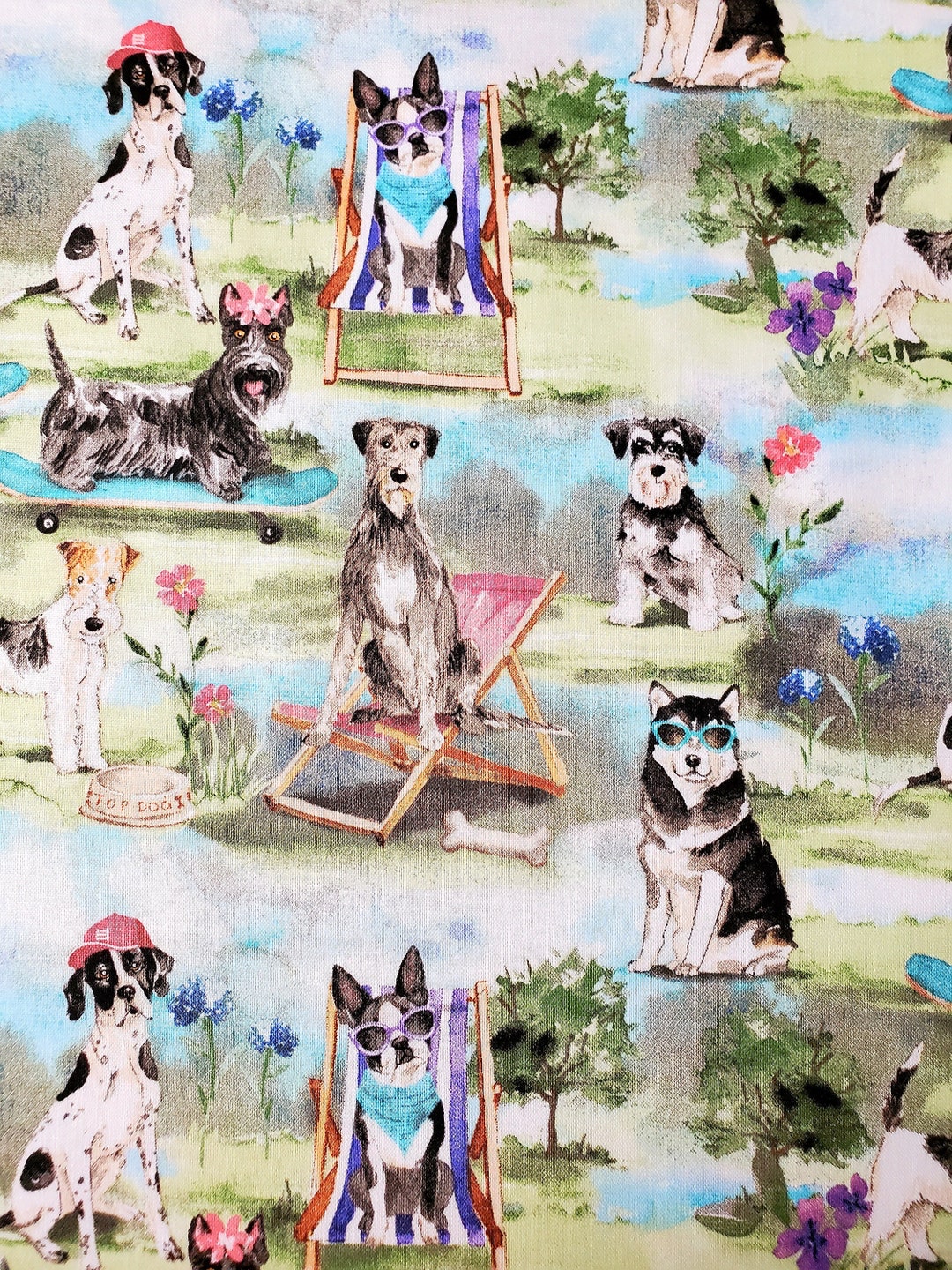 A Dog's Life Dog Park Cotton Fabric From 3 Wishes Fabric. Quilting