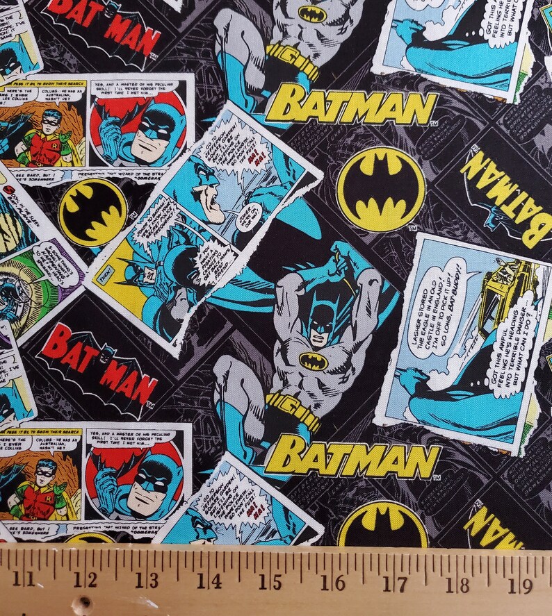 Priced per 12 Yard Batman Collage Licensed Cotton Fabric from Camelot Fabrics