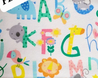 FLANNEL--Comfy Kids Alphabet Print Cotton Flannel from A. E. Nathan. Quilting/Craft/Gender Neutral/  Nursery/Baby FLANNEL Fabric