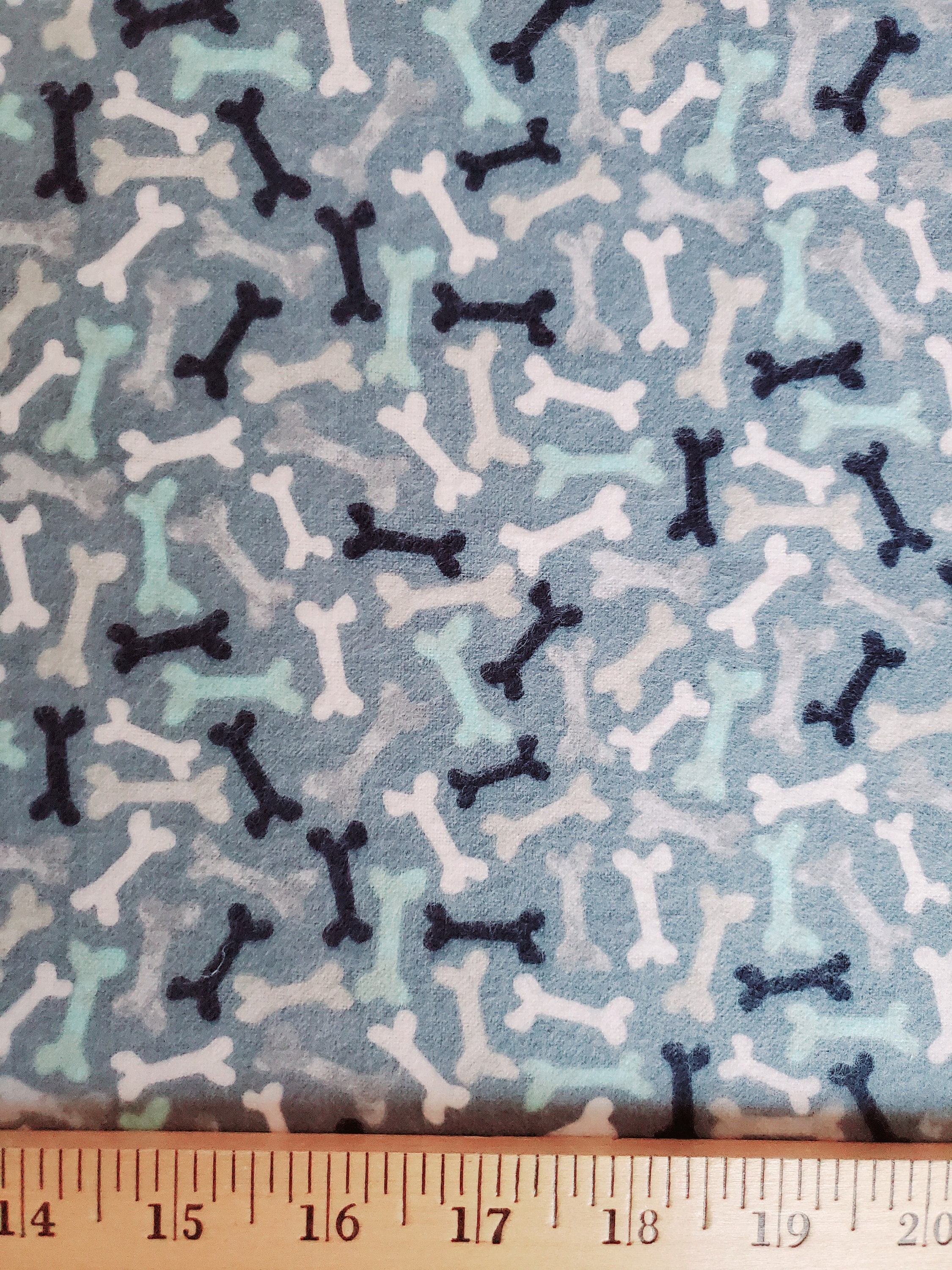 Poochie McGruff Bones Cotton Flannel from 3 Wishes Fabric Priced per 12 Yard.