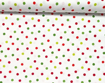 Celebration/Celebrate Suess II Polka Dot on White Christmas Cotton Lightweight Fabric by Robert Kaufman. Quilting/Craft/Apparel/Home Decor
