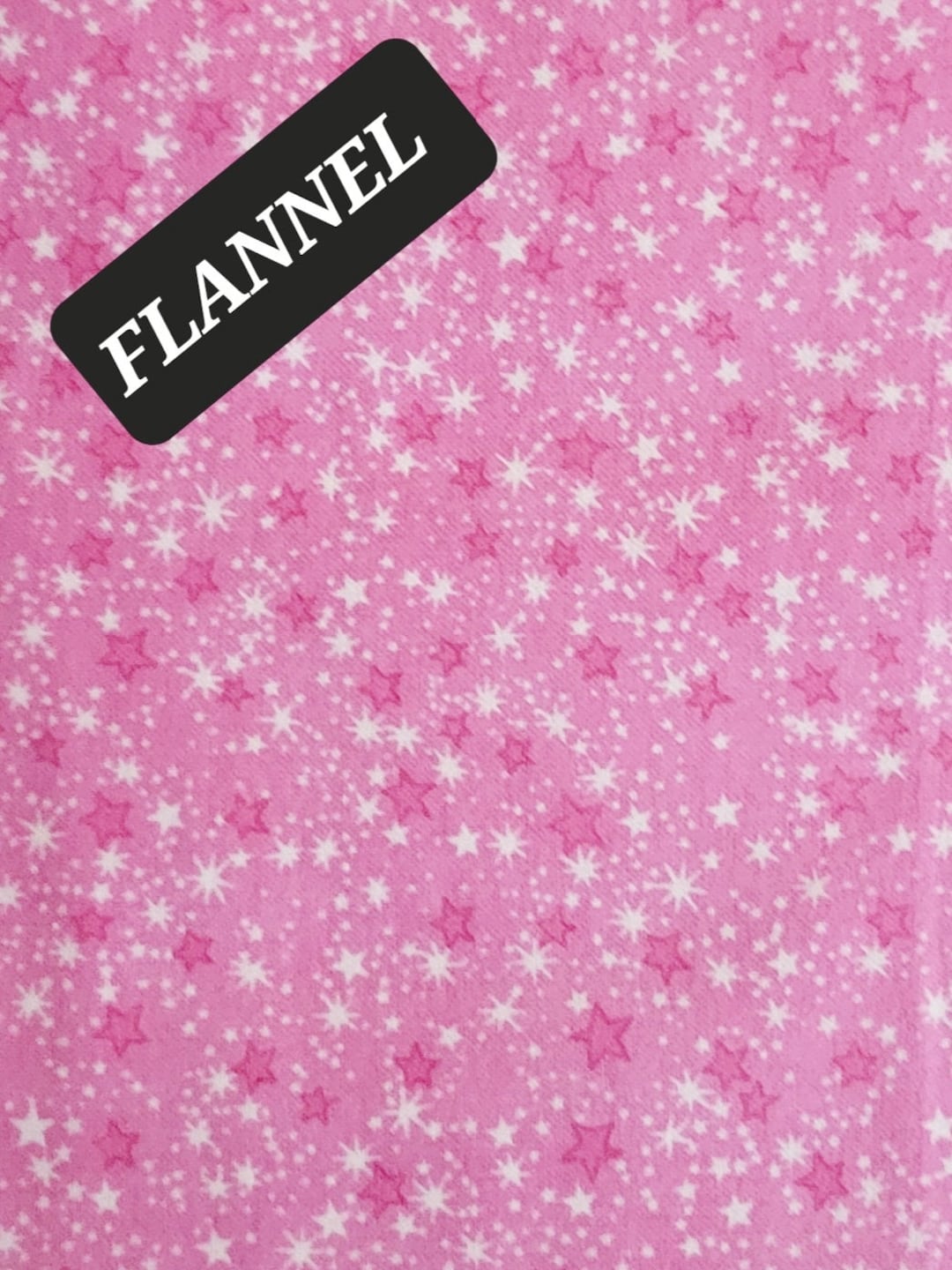 Pink and White Star on Pink Comfy FLANNEL From A. E. Nathan. All Cotton