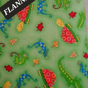 Alligator, Lizard, Frog, Turtle Comfy Cotton Flannel by A. E. Nathan. Craft/Quilting/Kids/Nursery/Baby Flannel Fabric.