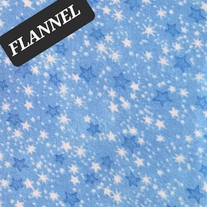 Blue Stars Comfy  Cotton FLANNEL Fabric from A. E. Nathan.  Baby/Nursery/ Kids/Quilting/Craft/Boy FLANNEL Fabric.