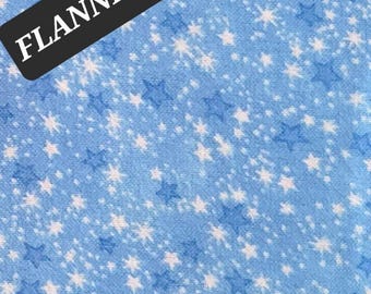 Blue Stars Comfy  Cotton FLANNEL Fabric from A. E. Nathan.  Baby/Nursery/ Kids/Quilting/Craft/Boy FLANNEL Fabric.