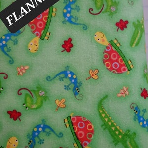 Alligator, Lizard, Frog, Turtle Comfy Cotton Flannel by A. E. Nathan. Craft/Quilting/Kids/Nursery/Baby Flannel Fabric.