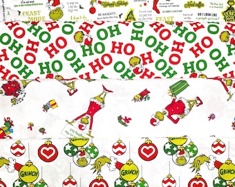 How the Grinch Stole Christmas Cotton Fabric. 4 Prints to Choose From. Holiday Quilting/Craft/Apparel/Home Decor Fabric
