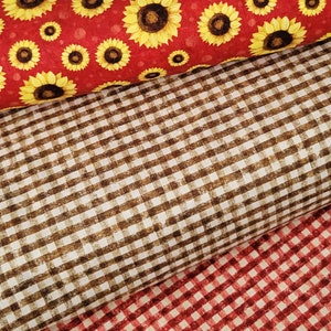 Farm Fresh Sunflowers and Gingham Cotton Fabrics by P&B Textiles. 3 Different Prints. Quilting/Fall/Farm/Country/Apparel/Home Decor Fabric.