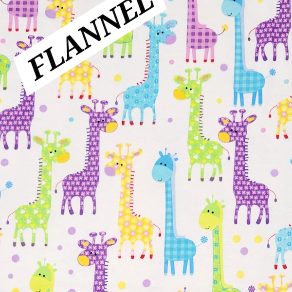 Long Necks Cuddle Print Giraffe FLANNEL Fabric by Fabri-Quilt INC. Quilting/Baby/Kids/Nursery/Apparel  FLANNEL.