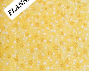 Bright Yellow Star Cotton Comfy FLANNEL from A.E. Nathan. Quilting/Craft/Baby/Nursery/Gender Neutral/Kids FLANNEL Fabric.