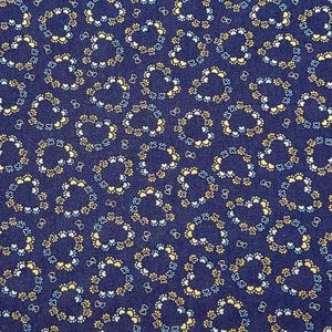 Kitty City Heart Paw Prints/Blue Cotton Fabric by Kanvas Studio. Quilting/Craft/Sewing/Apparel/Cat Fabric.