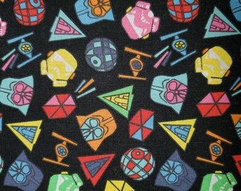 Star Wars Multicolored Icons on Black Cotton Fabric from Camelot Fabrics. Space/Star Wars/Kids/Boy Fabric