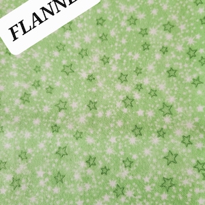 Green and White Star Cotton Comfy FLANNEL from A. E. Nathan. Quilting/Craft/Gender Neutral/ Baby/ Kids FLANNEL Fabrics.