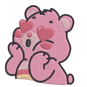 Heart eyes Valentine&#39;s Day Bear Embroidery Machine Design format pes. exp. jef. dst. hus. vp3. xxx. etc.