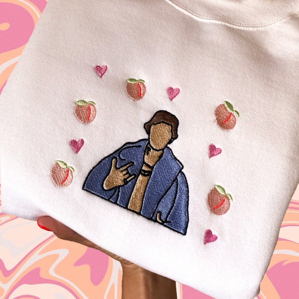 Justin Bieber Inspired Peaches Embroidered Sweatshirt