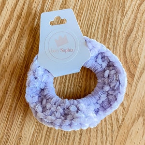 Crochet Velvet Scrunchie -lavender purple velvet Scrunchie, hair accessories