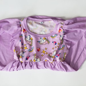 Lucy Sophia Handmade Handmade Ribbed Purple Unicorn Dress- handmade boutique dress