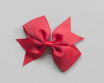 Lucy Sophia "Elsie" Bow- Red Split tail hair bow, handmade hair bow, 3.5 in inches