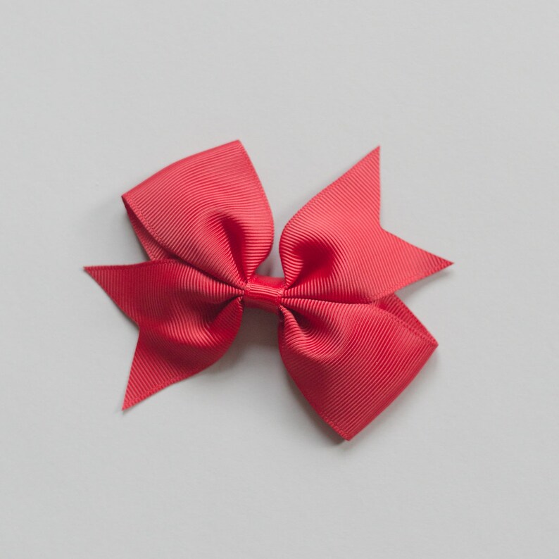 Lucy Sophia Elsie Bow Red Split tail hair bow, handmade hair bow, 3.5 in inches image 1