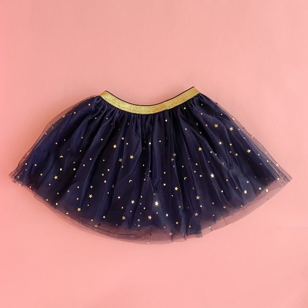 Toddler Girls Sparkle Skirt- Multiple Colors, moon and stars sparkle skirt, tulle skirt