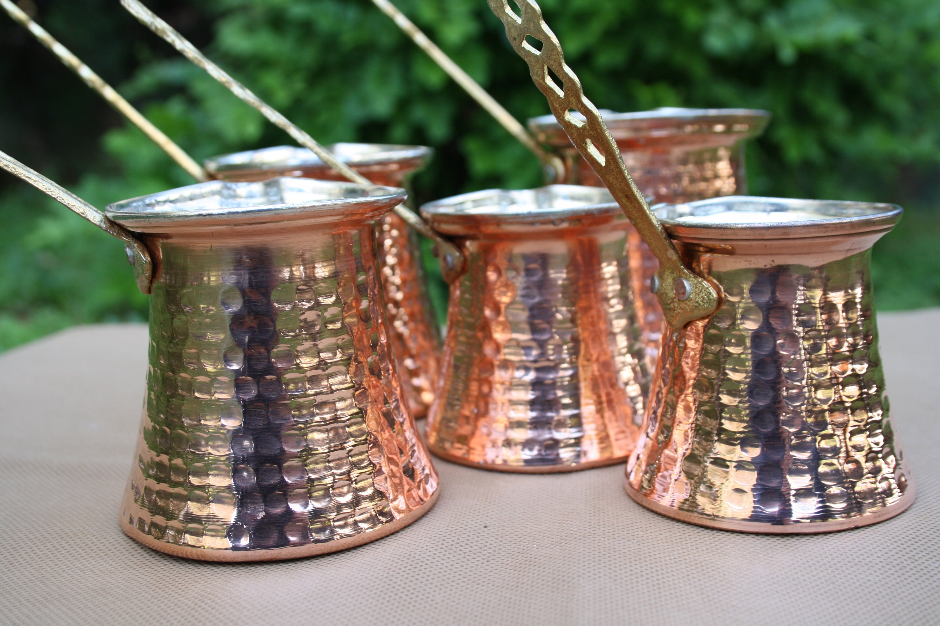 Copper Turkish Coffee Pot Briki Greek Coffee Pot with Brass Etsy