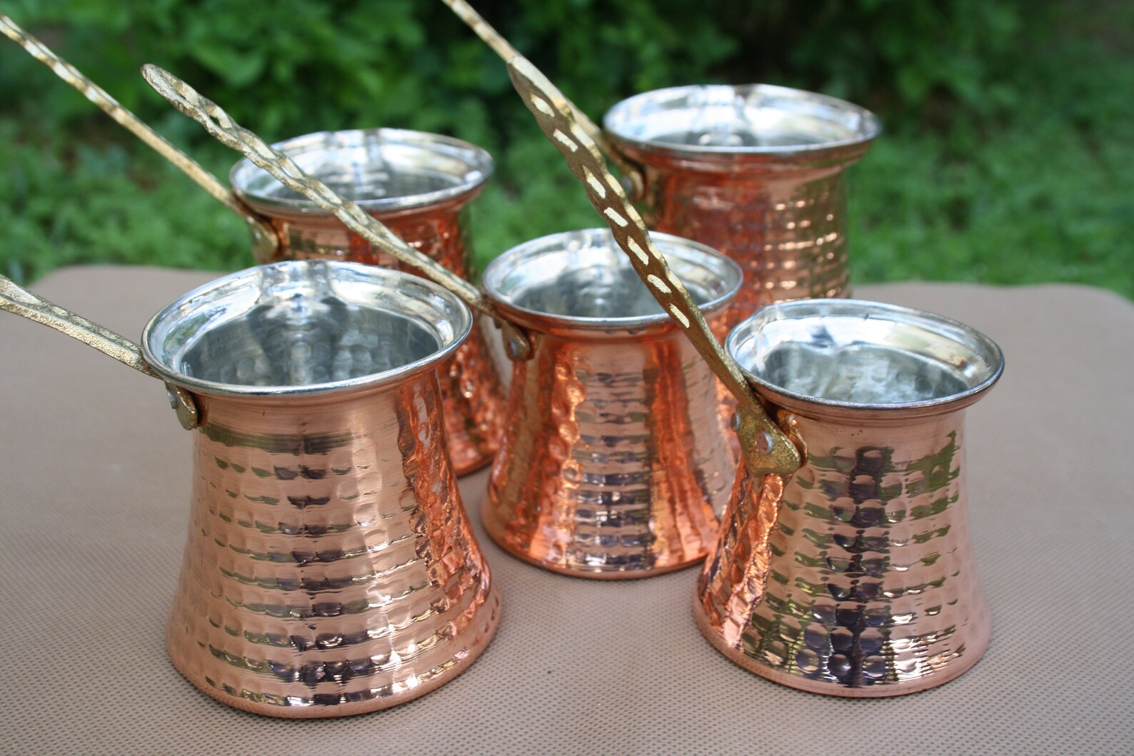 Copper Turkish Coffee Pot Briki Greek Coffee Pot with Brass Etsy