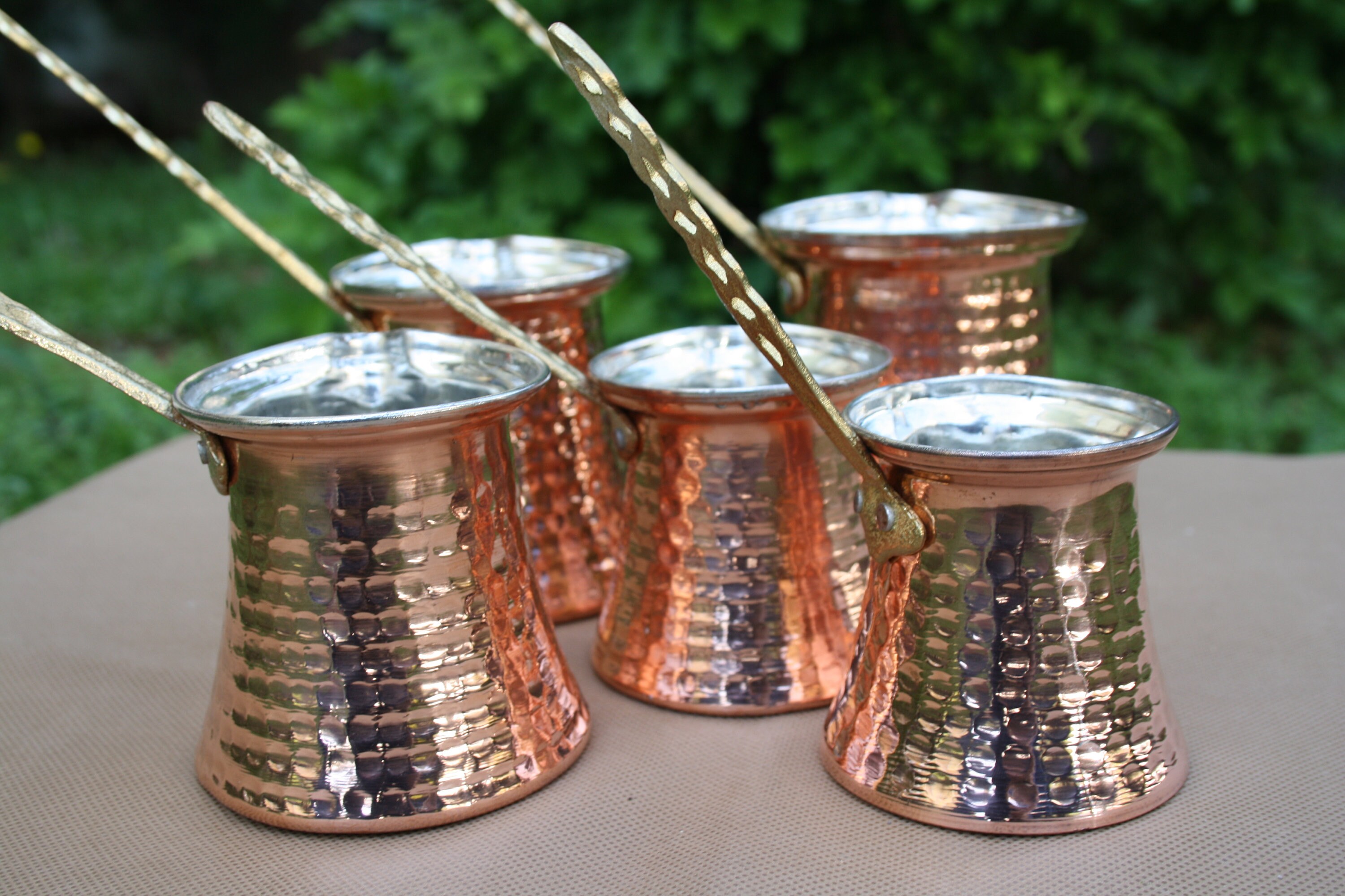 Copper Turkish Coffee Pot Briki Greek Coffee Pot with Brass Etsy