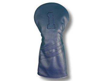 Navy Blue Driver Golf Leather Headcover By Detroit Golf Co.