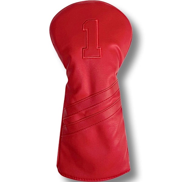 Red Driver Golf Leather Head Cover By Detroit Golf Co.