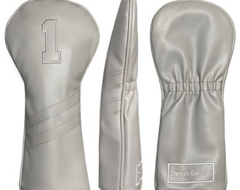 Gray Driver Golf Leather Headcover By Detroit Golf Co.