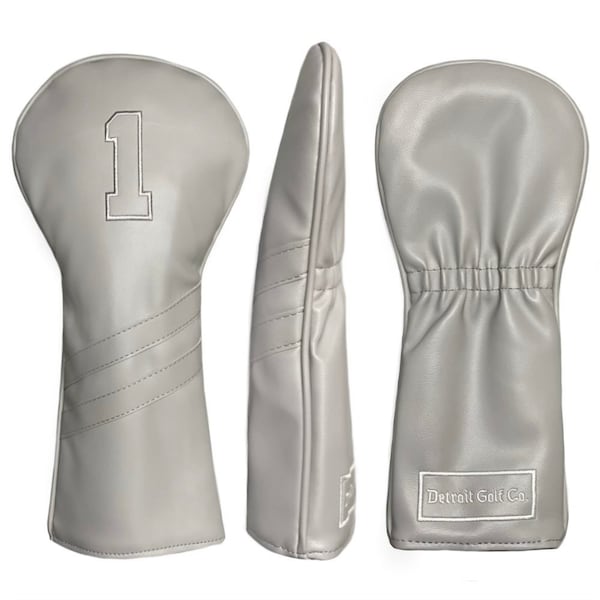 Gray Driver Golf Leather Headcover By Detroit Golf Co.