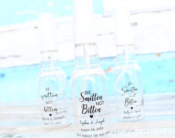 Personalized Wedding Bug Spray Bottles: Be Smitten Not Bitten Favors