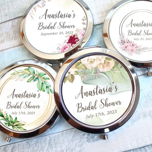 Bridal Shower Metal Mirror Favors, Custom Bridal Shower Favors, Bridal Party Gifts, Bachelor party gift, Compact Mirror, Pocket Mirror Gift