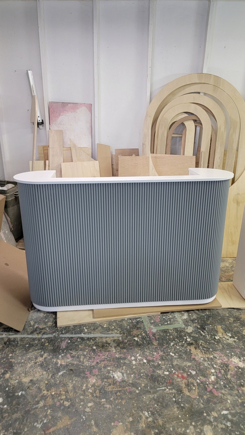 Fluted Reception Desk , FLUTED Table, Cash Wrap, Modern Front Desk