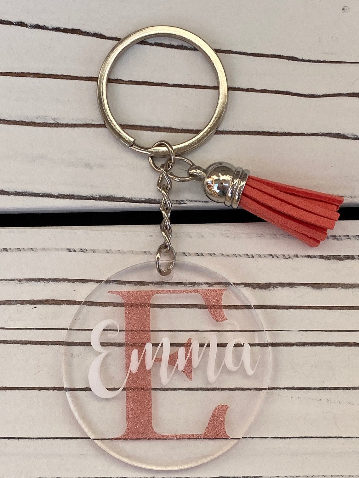 Personalized Acrylic Initial & Name Keychain Etsy