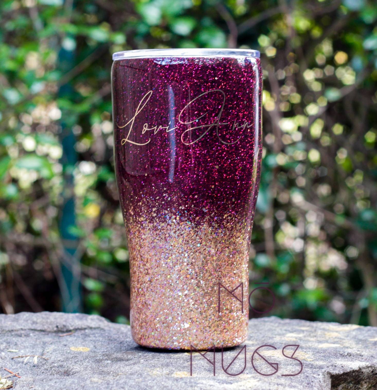Maroon and rose gold ombre glitter tumbler ombre glitter Etsy