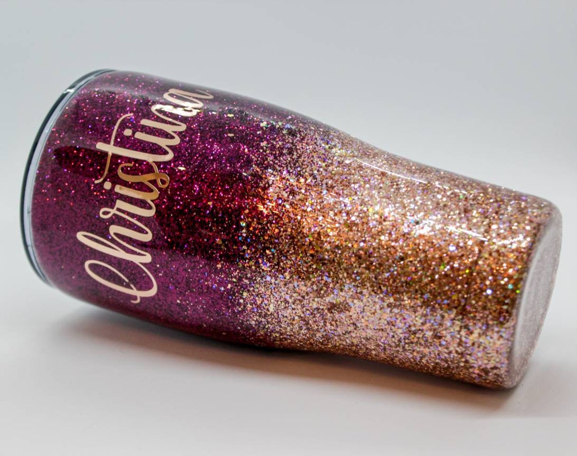 Maroon and rose gold ombre glitter tumbler ombre glitter Etsy