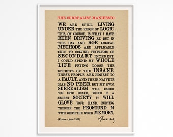 Surrealist Manifesto Quotes Poster - Printable Poster - Surrealist quotes Poster - André Breton Quotes - Brown
