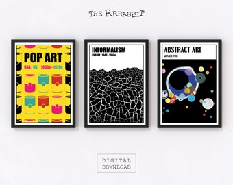 Art Movements 3 Printable Set Posters - Avant-Garde Posters Bundle Offer - Pop Art - Informalism - Abstract Art - Money Saving Printable Set