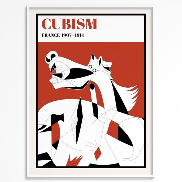 CUBISM ART Printable Poster Red - Art Movement Poster - Printable Wall Art - Digital Download - Minimalism style Poster - Downloadable Print