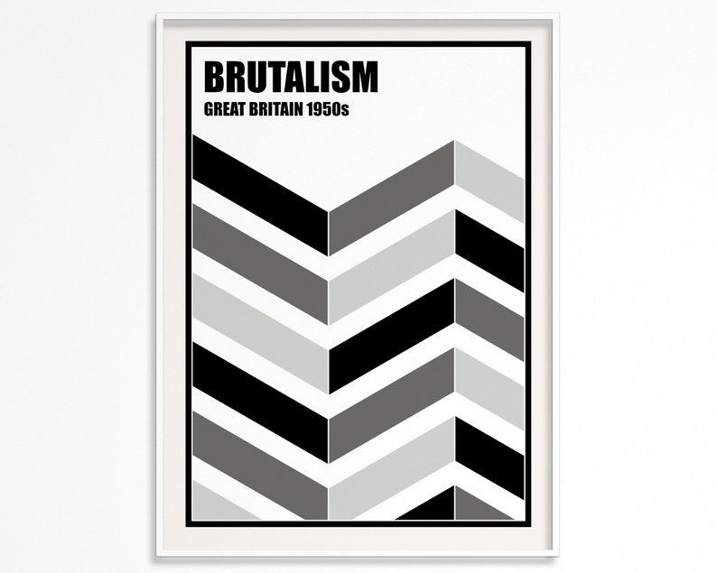 BRUTALISM Printable Poster BLACK Brutalist architecture Art Movement Poster Printable Wall Art Digital Download Downloadable Print image 1