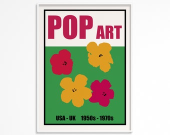 POP ART Printable Poster - Art Movement Poster - Printable Wall Art - Digital Download - Andy Warhol Flowers - Downloadable Print