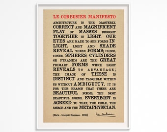 Le Corbusier Manifesto Quotes Poster - Printable Poster - Towards a New Architecture Quotes Poster - Le Corbusier Quotes Poster - Brown