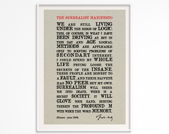 Surrealist Manifesto Quotes Poster - Printable Poster - Surrealist quotes Poster - André Breton Quotes - Grey