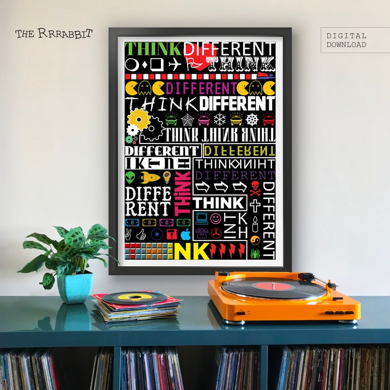 Think Different Downloadable Quote Poster Inspirationl Wall Decor Typography image 3