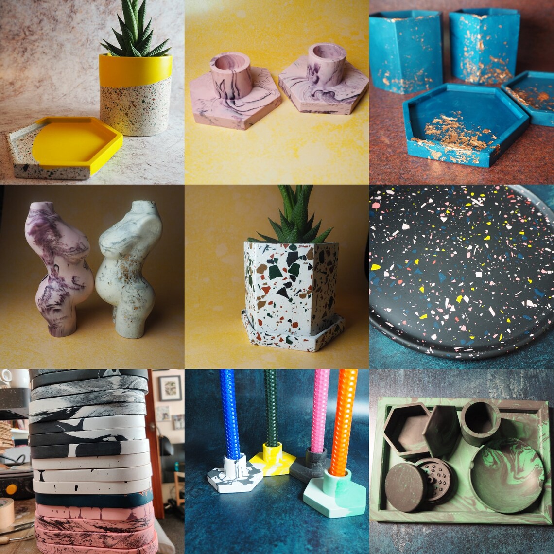 Resin aqua resin Jesmonite Pigment plaster mini Etsy