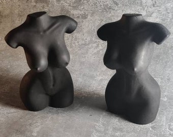 Schwarz, Büste, Torso, Kohle, Stein, Ornament, Kurve, kurvig, feminin, zis, trans, Frau, Haus, Dekoration, Geschenk, Resin, umweltfreundlich, üppig