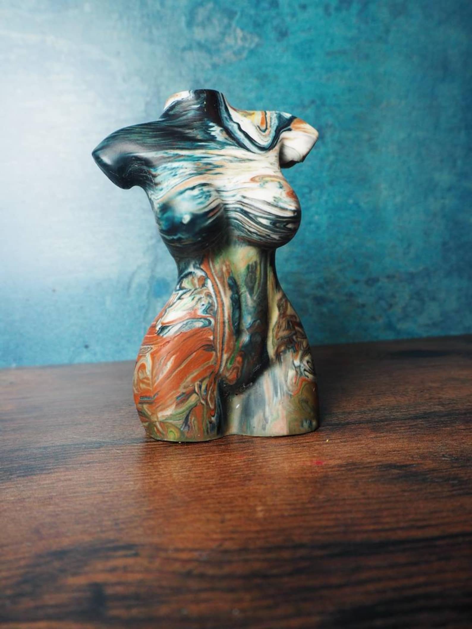 Earthtone torso statue ornament curvy female body Etsy