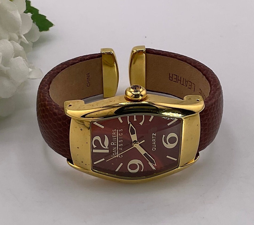 Joan Rivers Classics Watch RUNS V377 Brown Leather Hinged Etsy